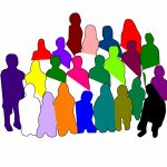 silhouette of a diverse group