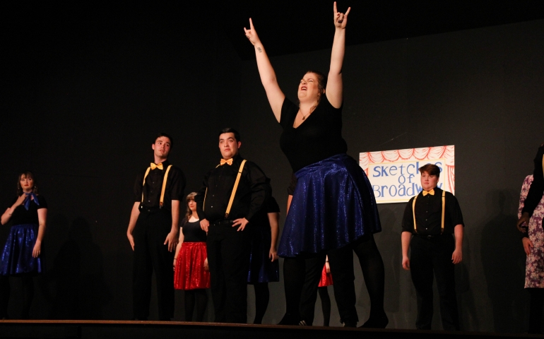 A woman fiercely posing