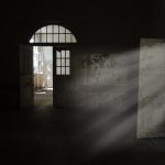 Old asylum in Germany with a spooky door