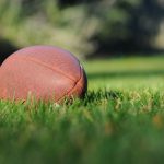 A football in the grass