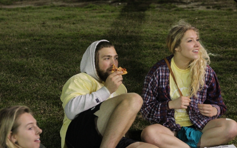 Students watching the games