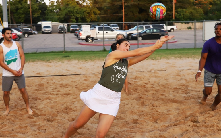 Girl diving for a ball
