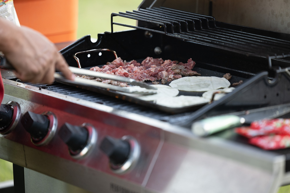 Food being cooked on a grill
