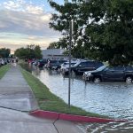 Flooded parking lot on SNU's campus