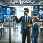 Professor showing student how to use AI